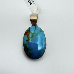 Kingman Turquoise Oval Sterling Silver Pendant